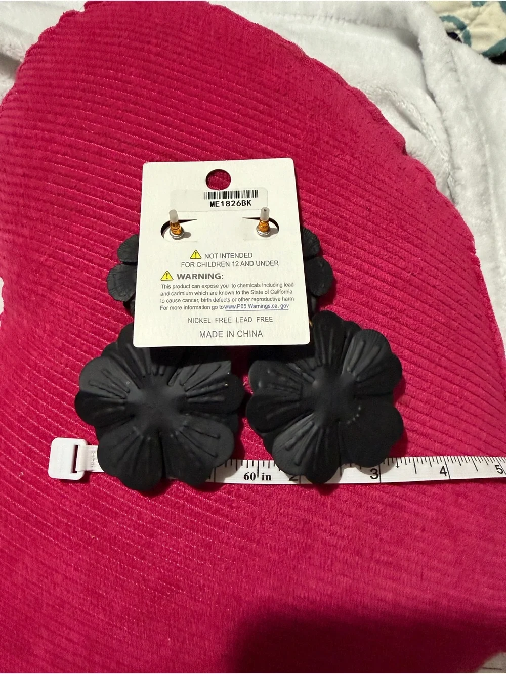 Lu Lu La La Black Flower Statement Earrings